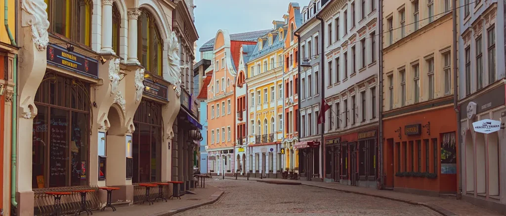 Strassenansicht in der Altstadt von Riga